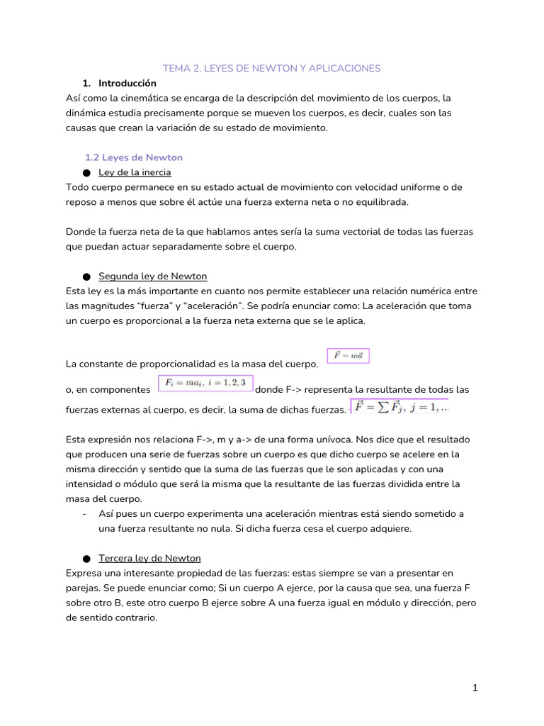 Tema 2 Ffi | PDF | Fuerza | Las leyes del movimiento de Newton
