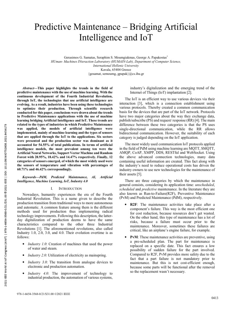 Predictive Maintenance with AI and IoT | PDF | Machine Learning ...
