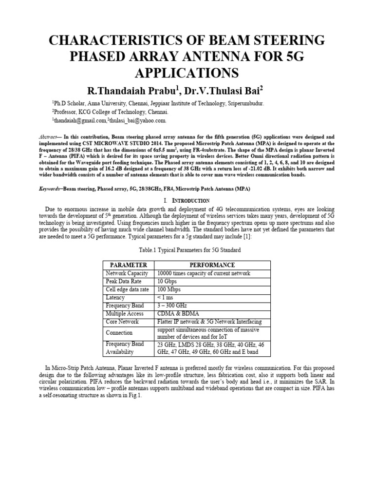 Beam Steering Antenna for 5G Applications | PDF | Antenna (Radio ...