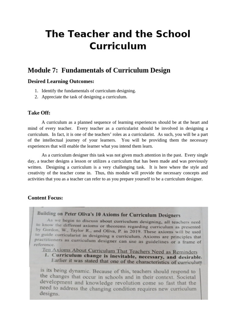 Fundamentals of Curriculum Design Guide | PDF | Curriculum | Teachers