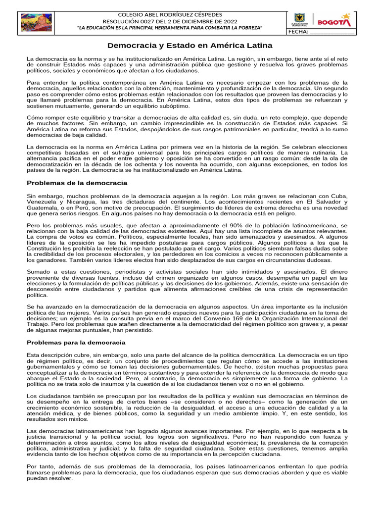 Desafíos de la Democracia en América Latina | PDF | Democracia ...