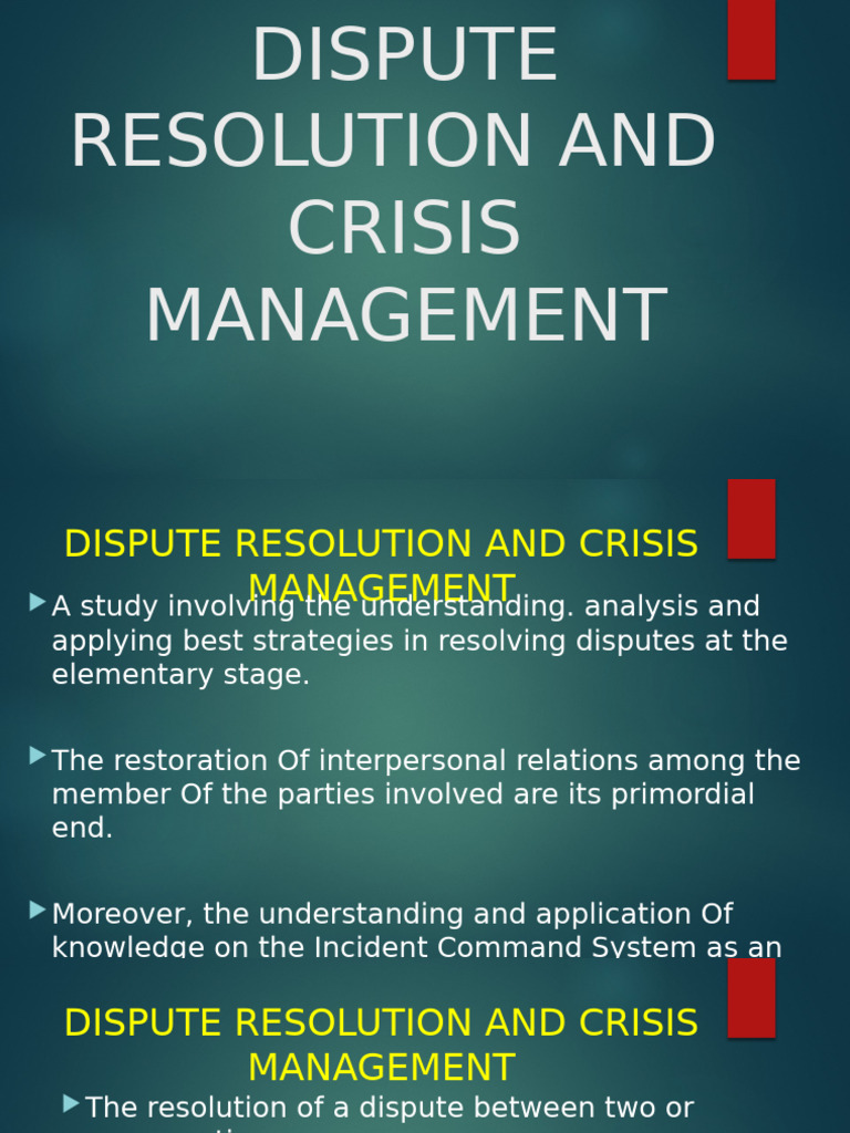 Dispute Resolution & Crisis Management Guide | PDF | Lawsuit ...