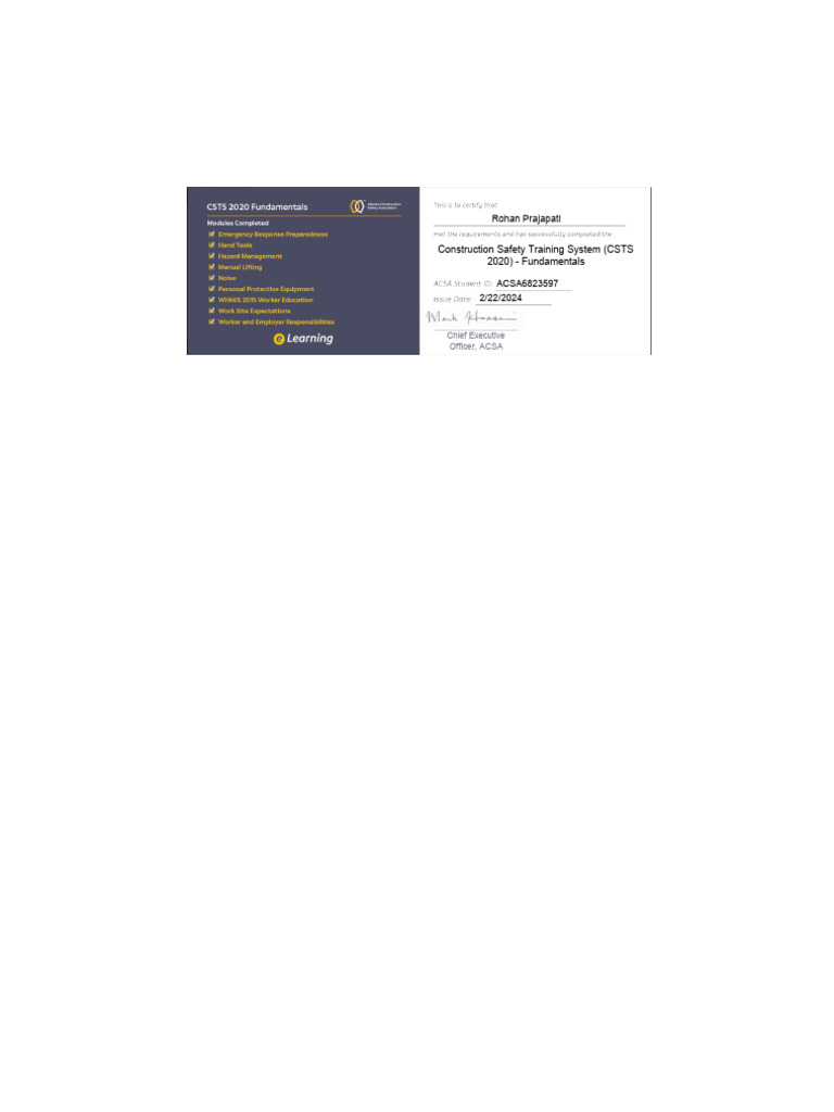 CSTS Certificate | PDF