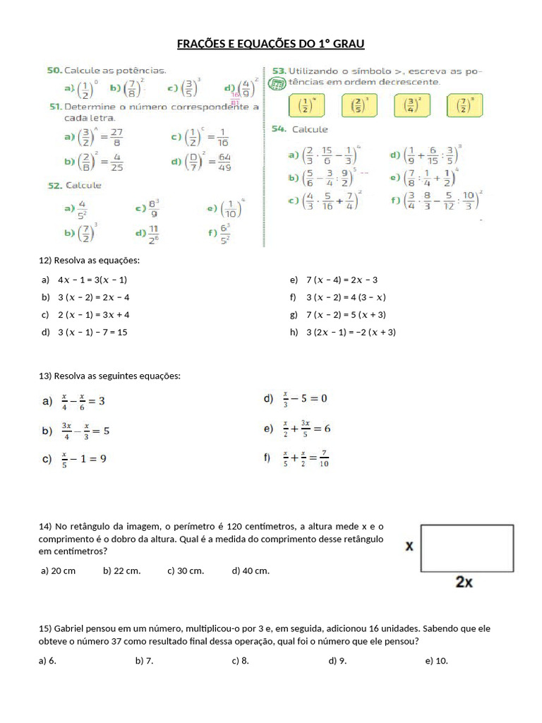 Resolução de Equações do 1º Grau | PDF