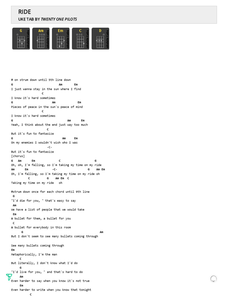 Ukulele Tabs for 