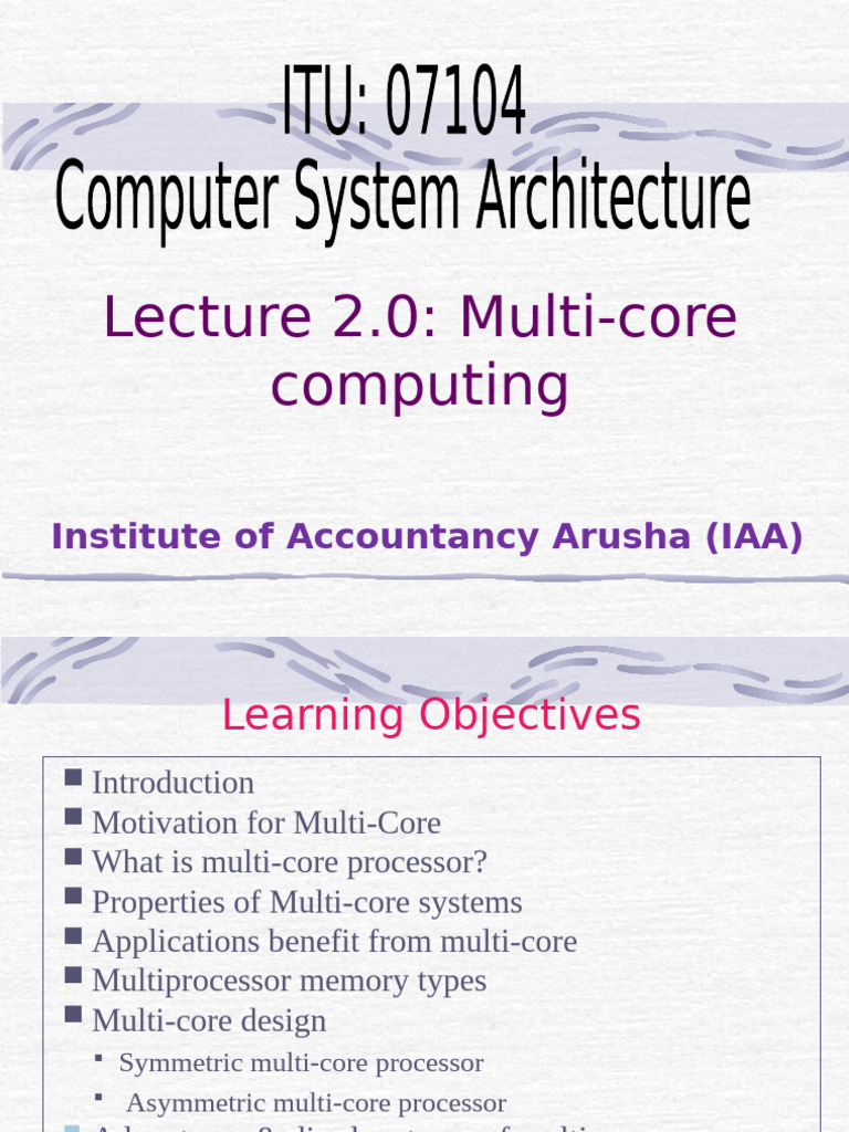 Lecture 2 Multi-core computing | PDF | Multi Core Processor | Central ...