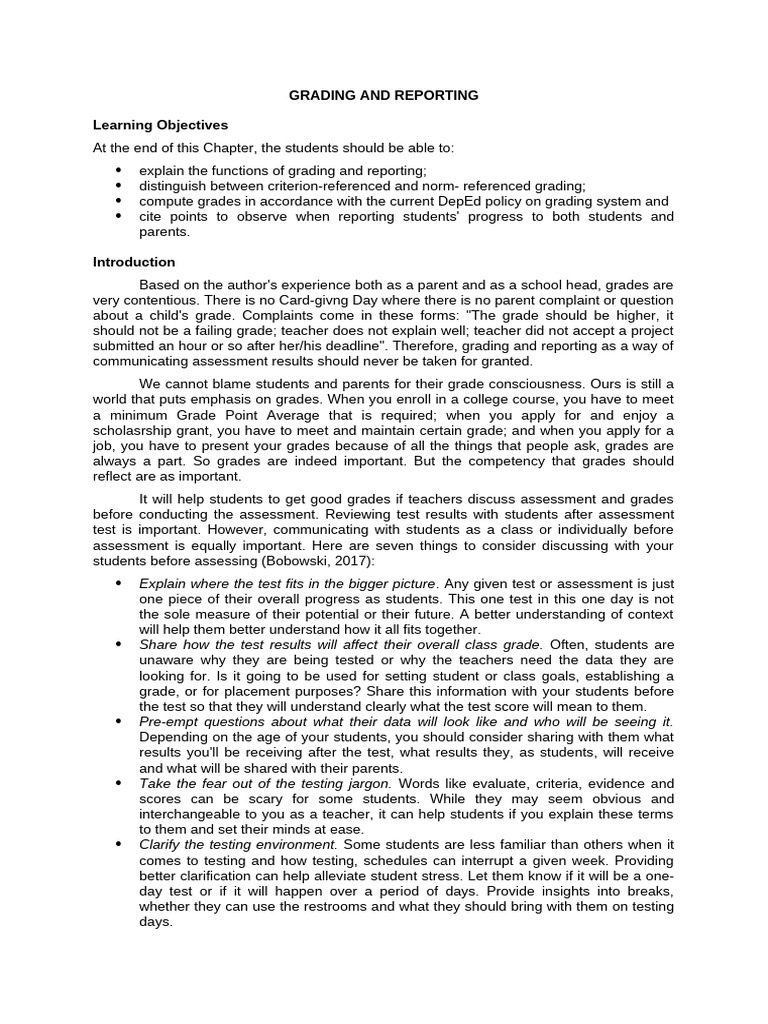 Grading and Reporting Educ 5 | PDF | Educational Assessment ...