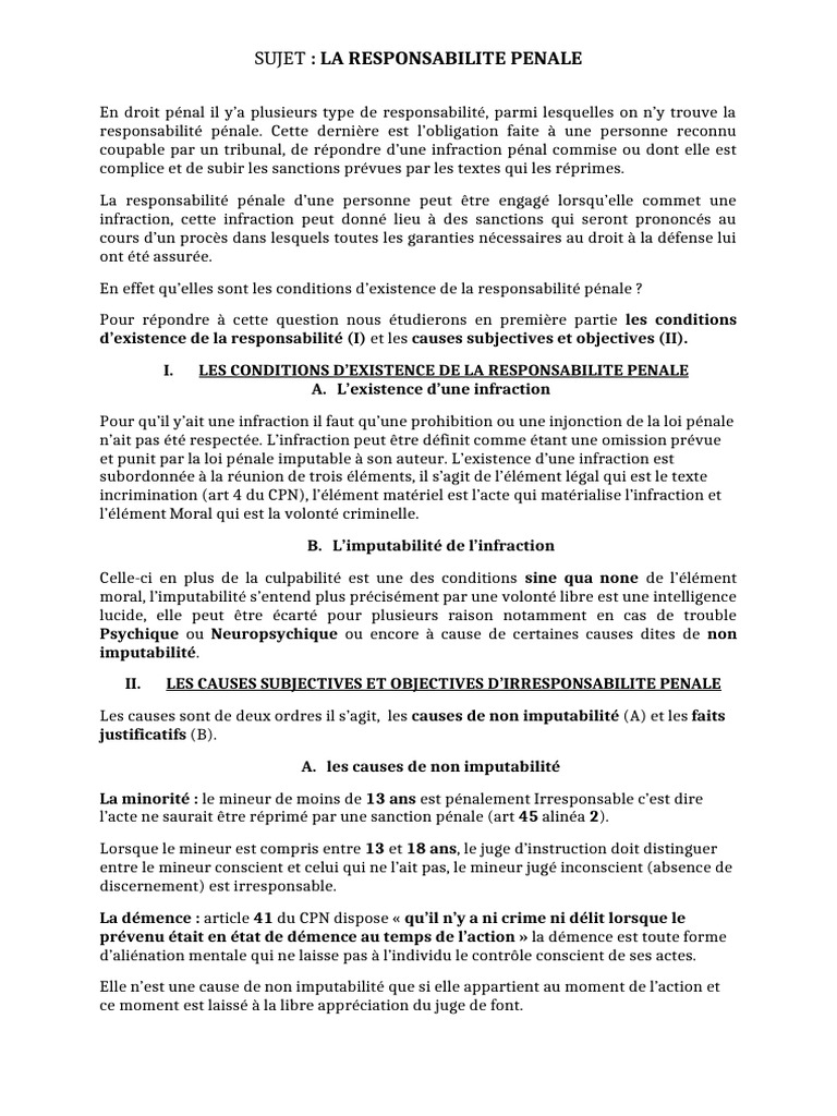 Causes d'irresponsabilité pénale | PDF | Loi criminelle | Loi commune