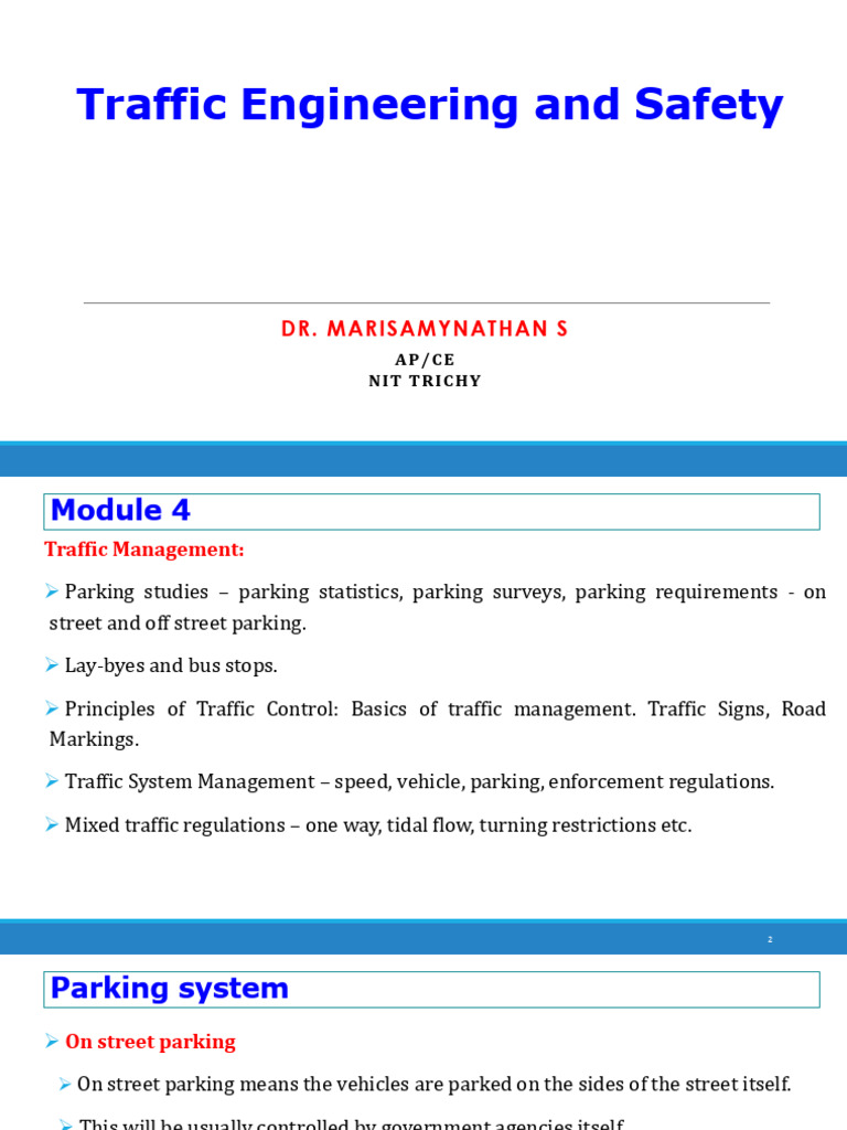 Traffic Management and Parking Systems | PDF | Traffic | Parking