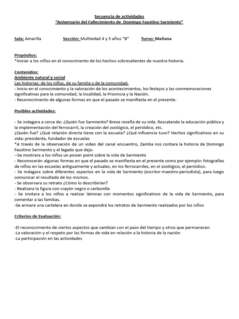 Secuencia Didactica Sarmiento | PDF