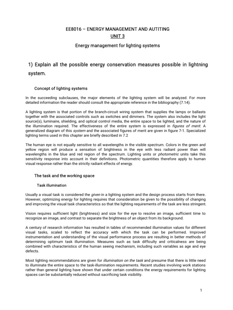 Energy Management for Lighting Systems | PDF