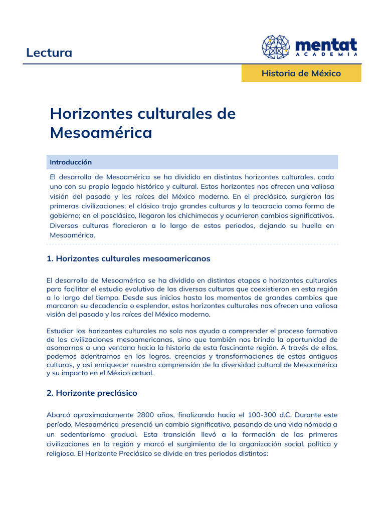 01 Horizontes Culturales de Mesoamérica | PDF | Mesoamérica ...