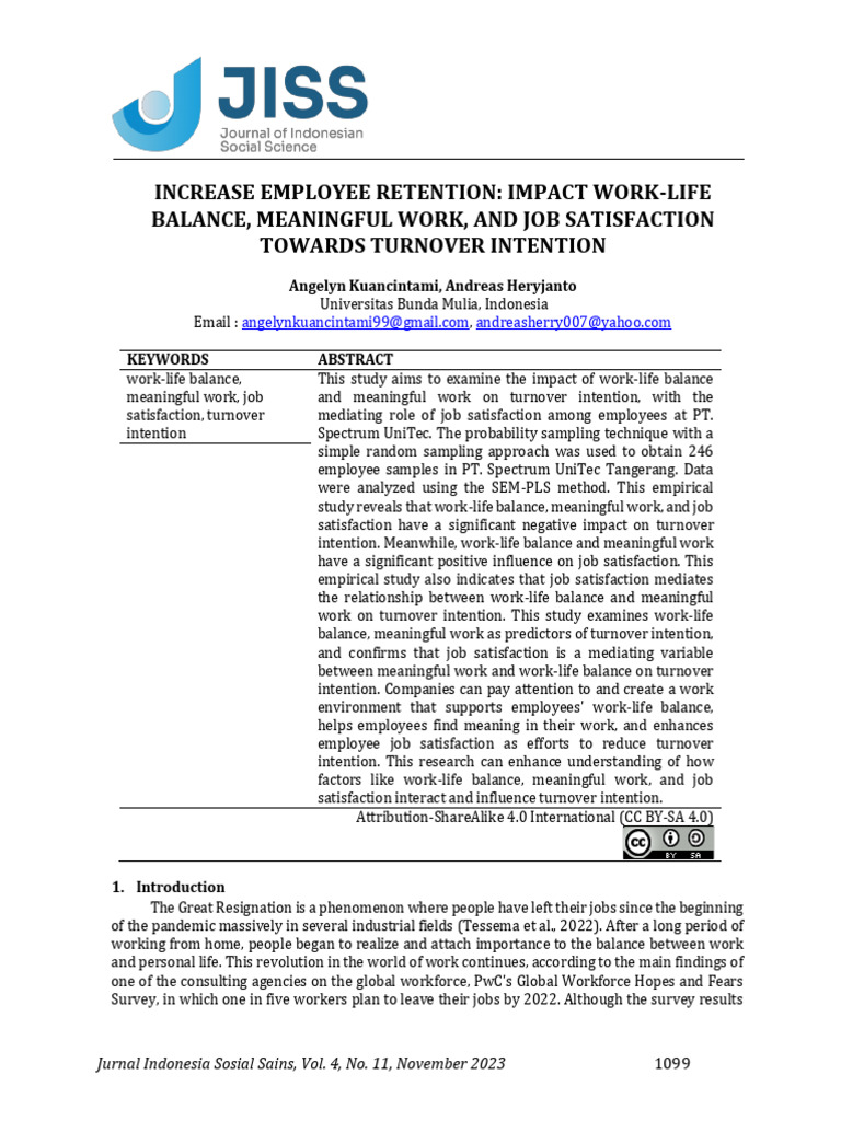 Increase Employee Retention - Impact Work-Life Balance, Meaningful Work ...