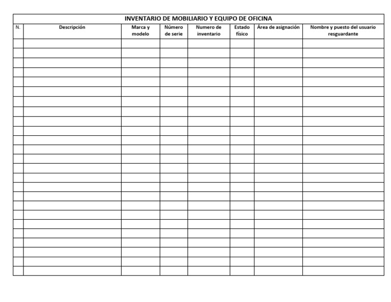 Inventario de Mobiliario y Equipo Oficina | PDF