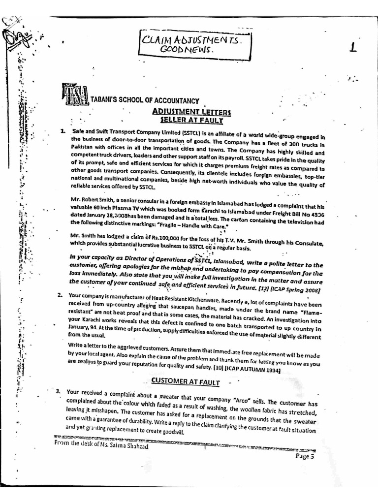 Adjustment Letters PRC 1 BWCS | PDF