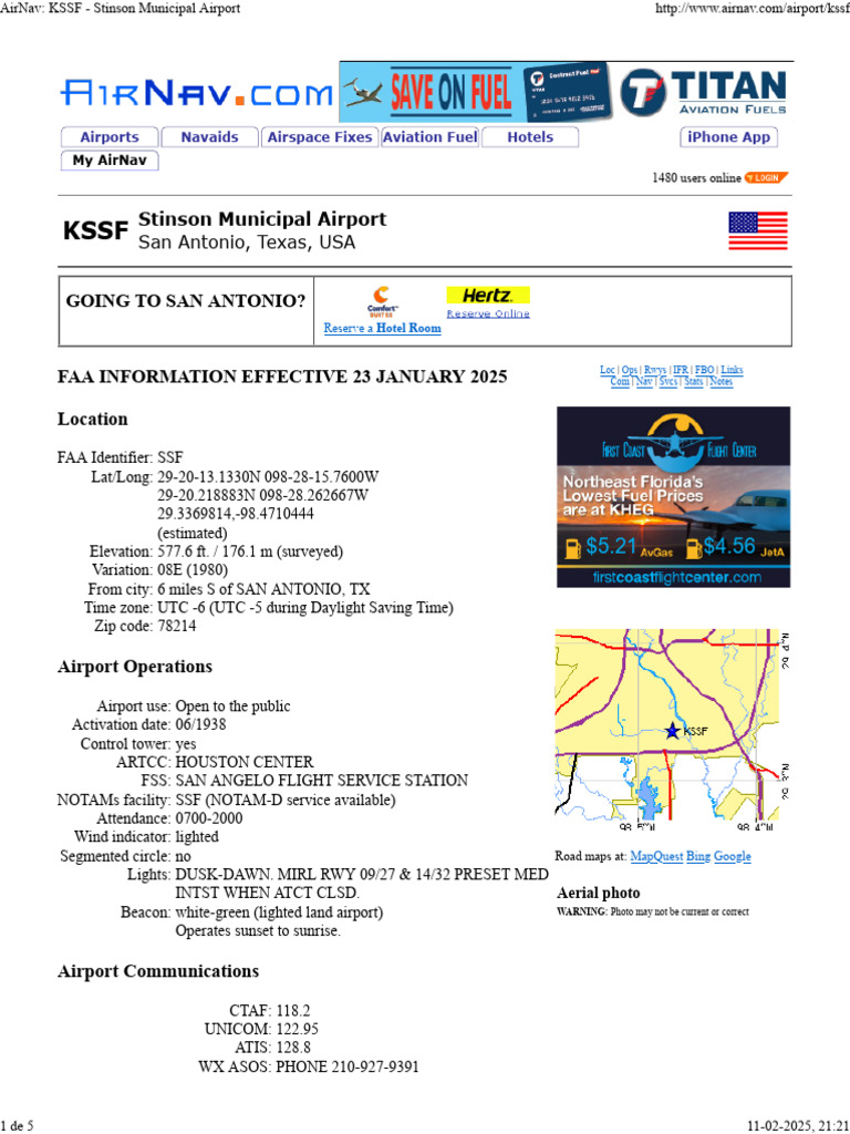AirNav - KSSF - Stinson Municipal Airport | PDF | Airport | Runway