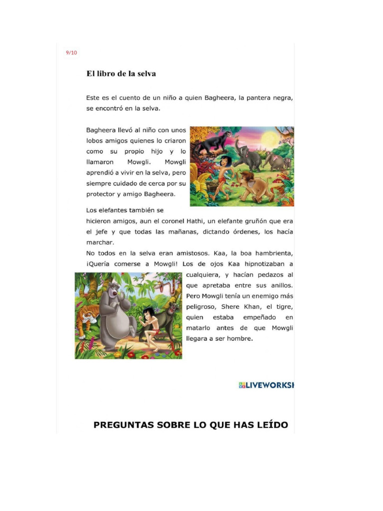Cuento Clásico El Libro de La Selva 1 | PDF