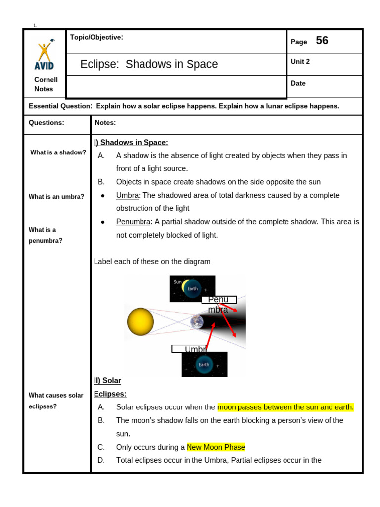 Shadows In Space Eclipse Pdf Eclipse Shadow