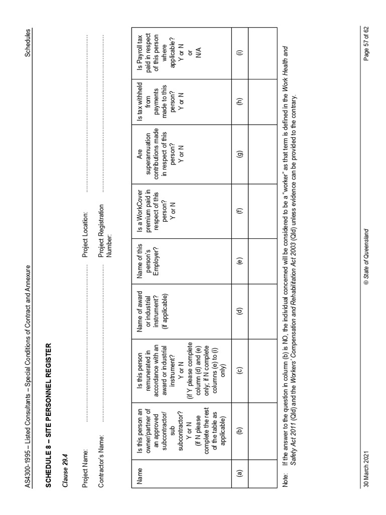 Site Personnel Register Template | PDF | Subcontractor | Workers ...