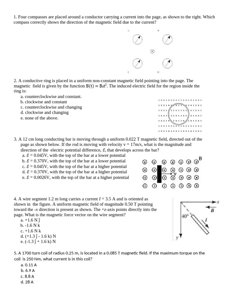 Magnetic Field and Induction Problems | PDF | Magnetic Field | Electron