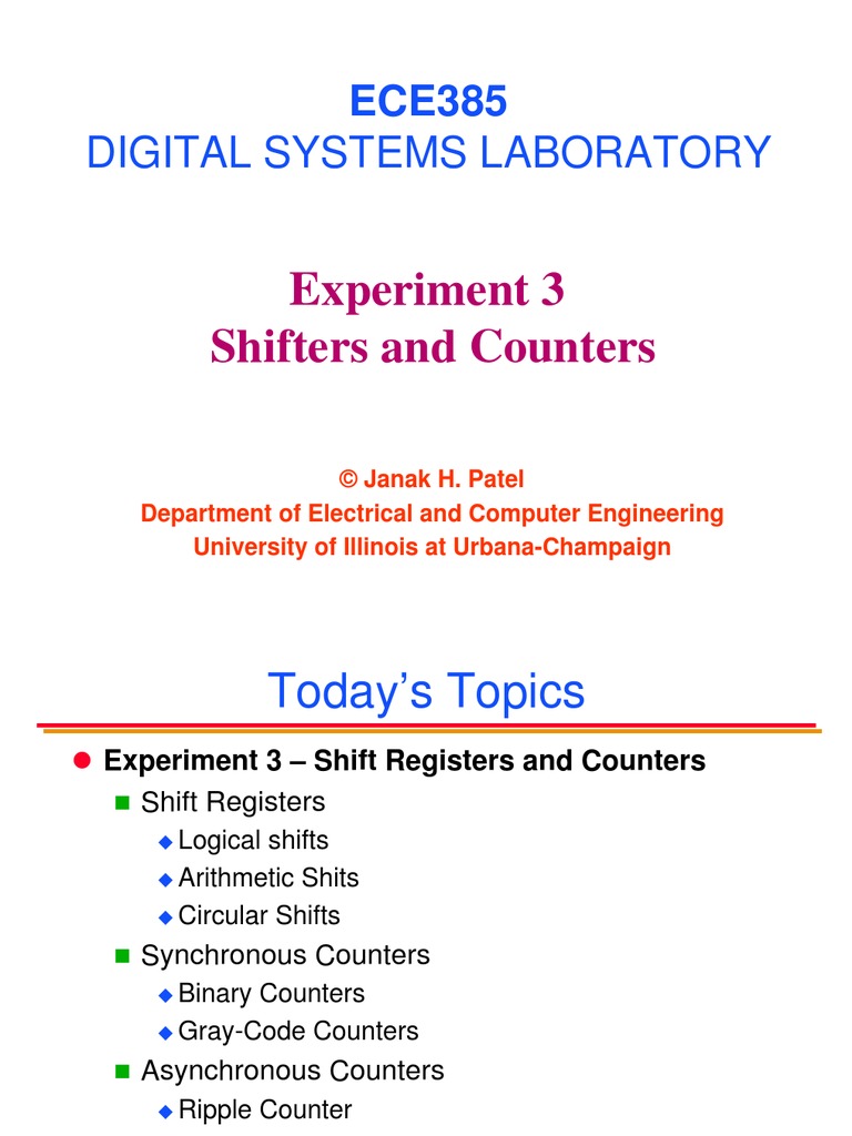 Digital Systems Laboratory: Experiment 3 Shifters and Counters | PDF ...