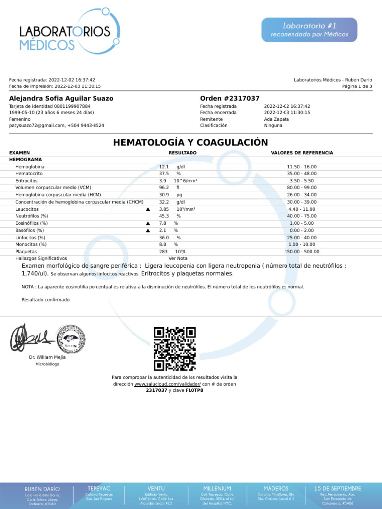 Resultados de Hematología y Orina | PDF | Sangre | Transaminasa