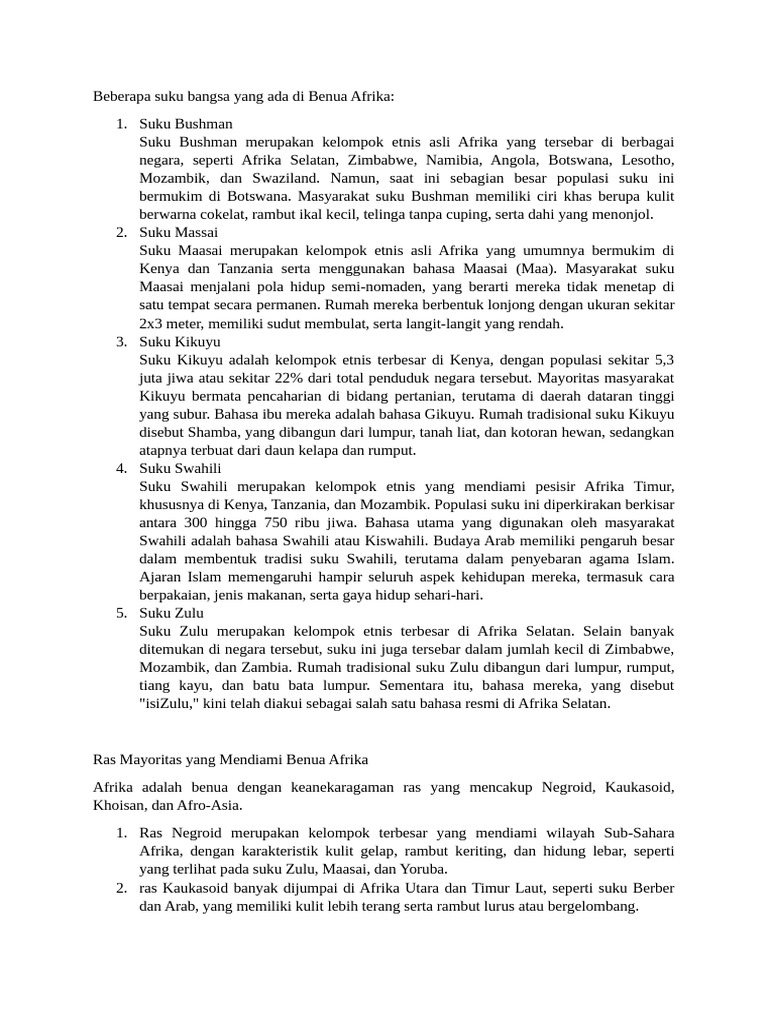 Suku dan Ras di Afrika | PDF