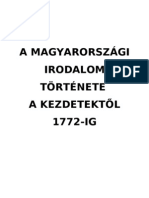 A Magyar Irodalom Története A Kezdetektől 1772-Ig