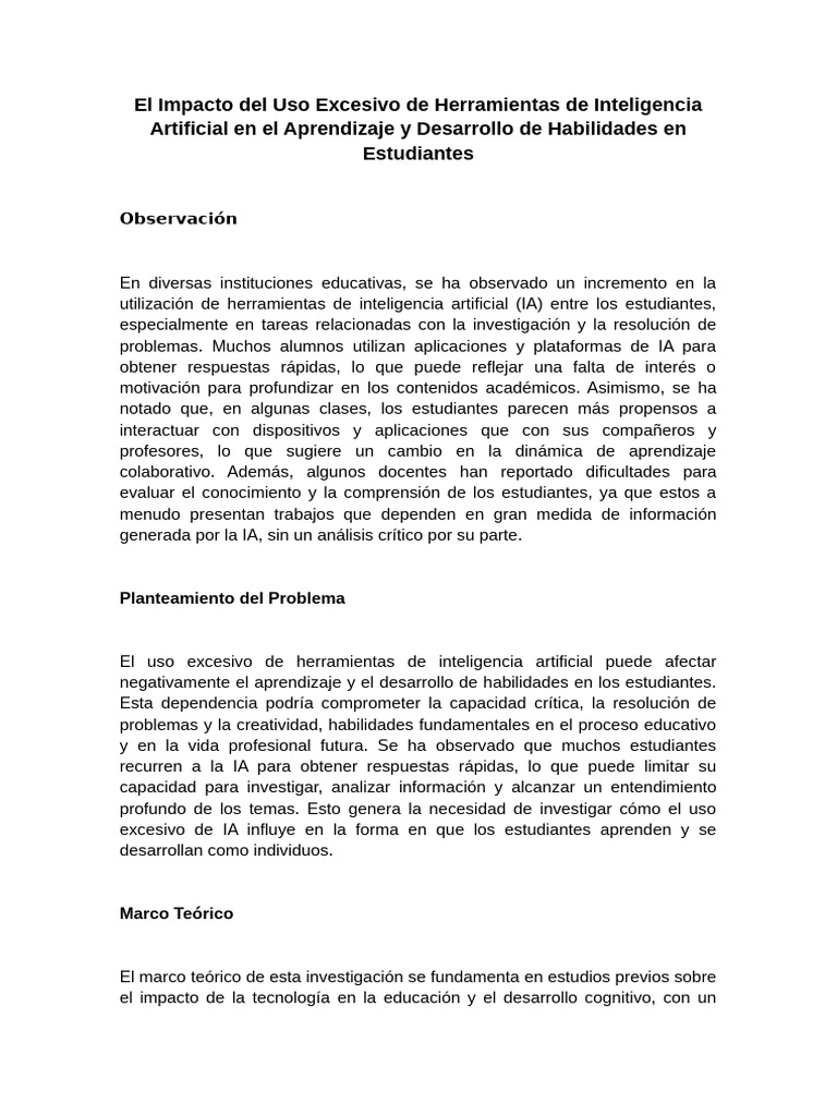 Efectos de la IA en el Aprendizaje Estudiantil | PDF | Inteligencia (IA ...