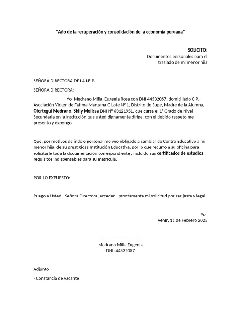 Solicitud de Documentos Educativos 2025 | PDF