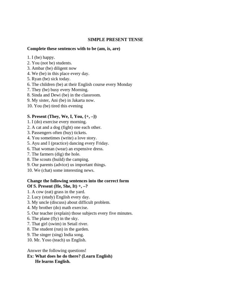 Understanding Simple Present Tense | PDF