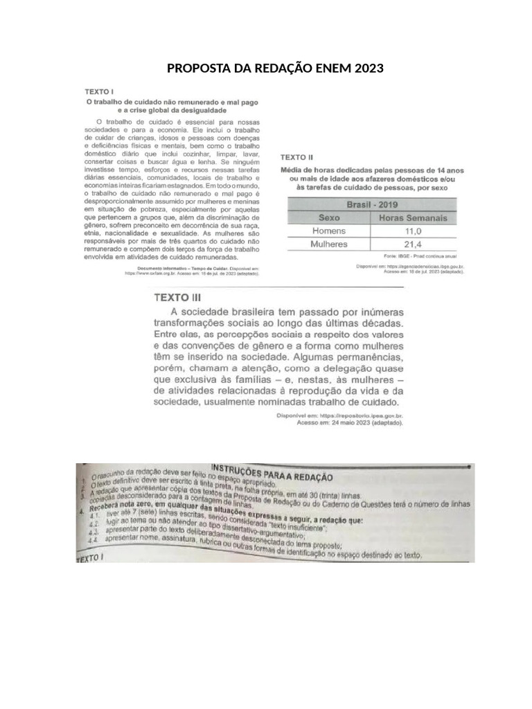 Proposta Da Redação Enem 2023 | PDF