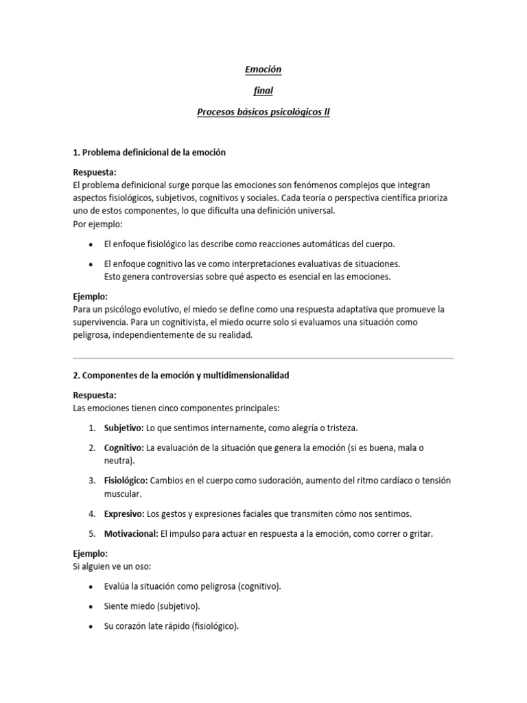 Definición y Funciones de las Emociones | PDF | Las emociones | Temor