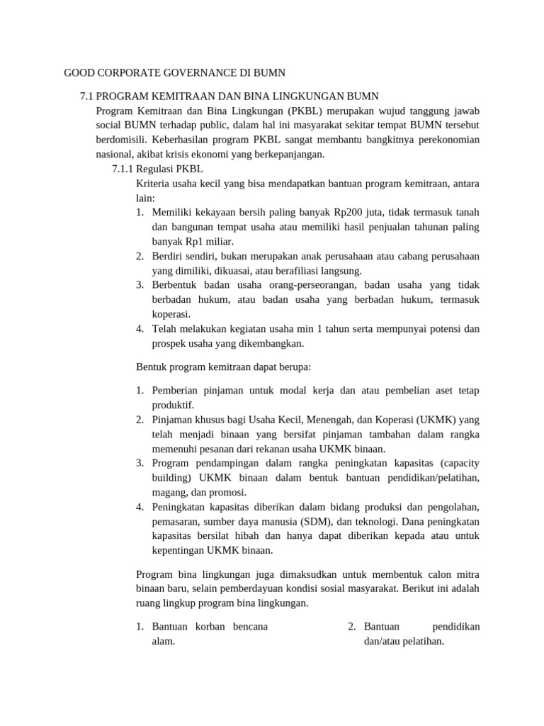 Program PKBL dan Kontrak Manajemen BUMN | PDF