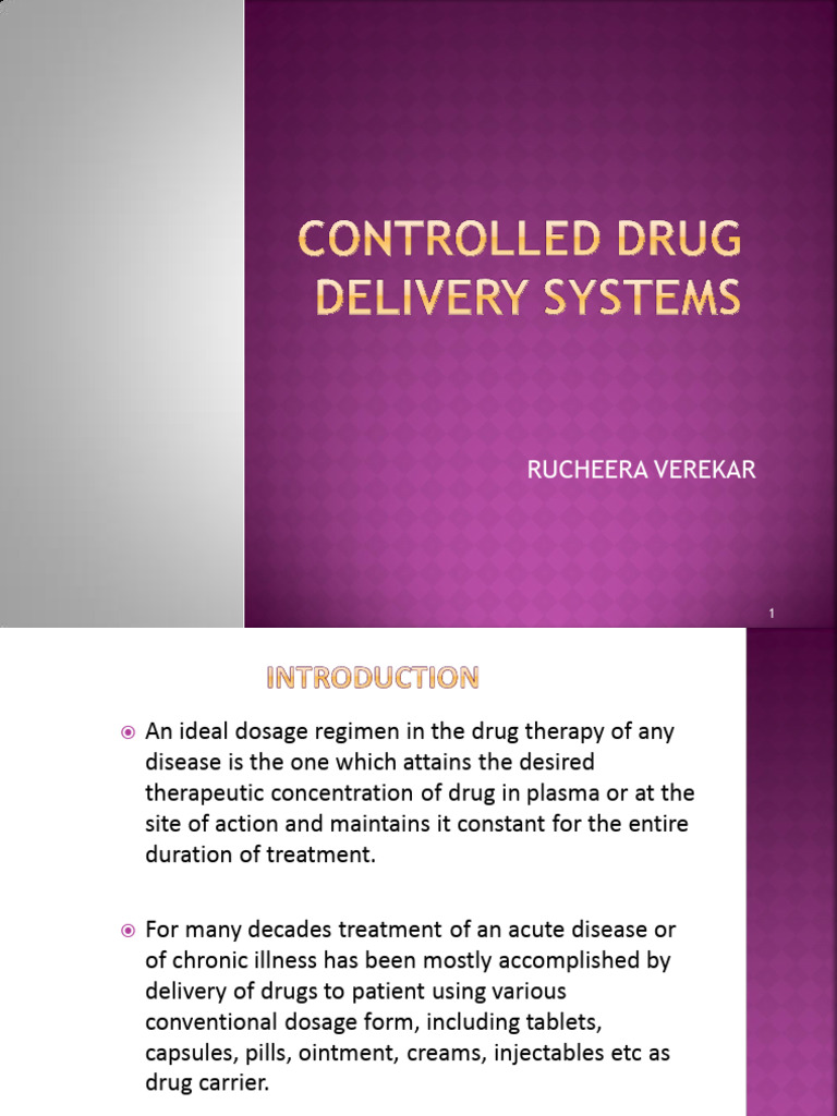 Controlled Drug Delivery Systems | PDF | Diffusion | Dose (Biochemistry)
