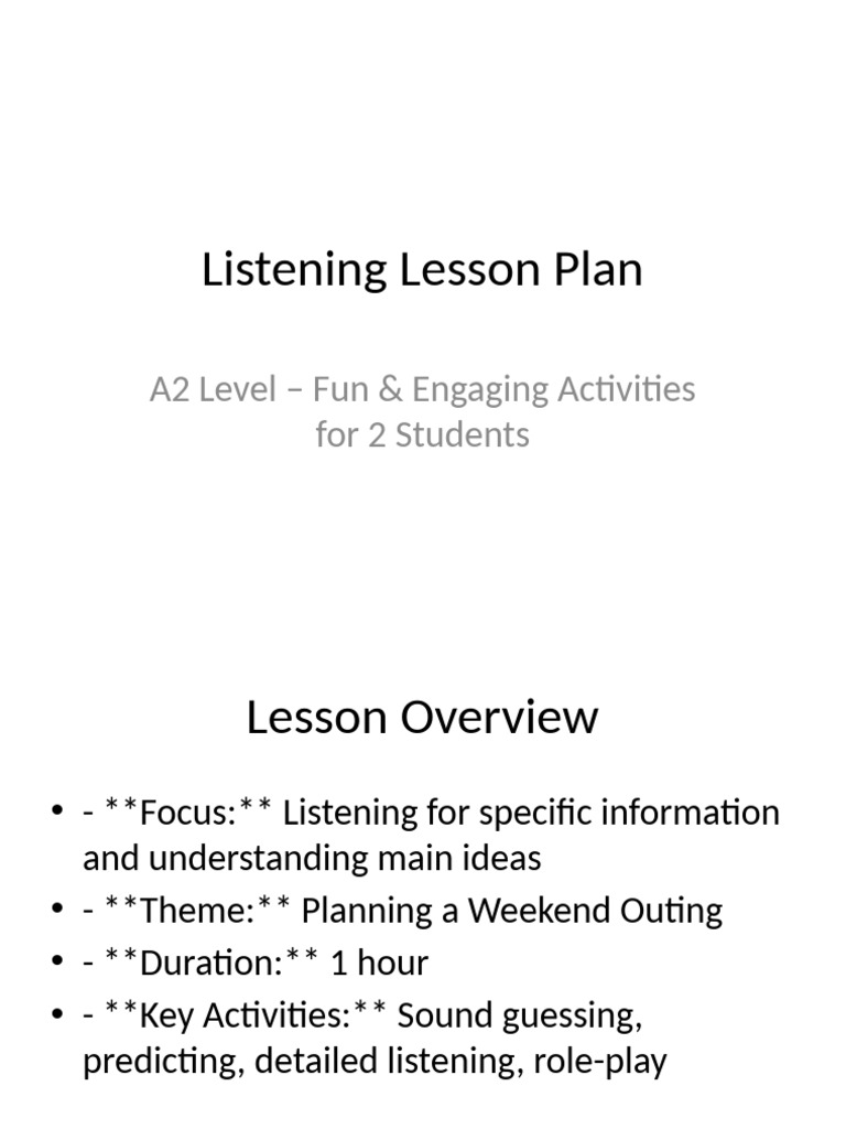 A2 Listening Lesson Pdf