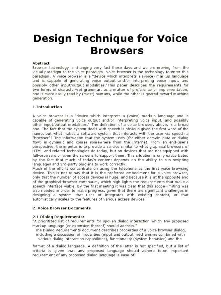 Design Technique For Voice Browsers | PDF