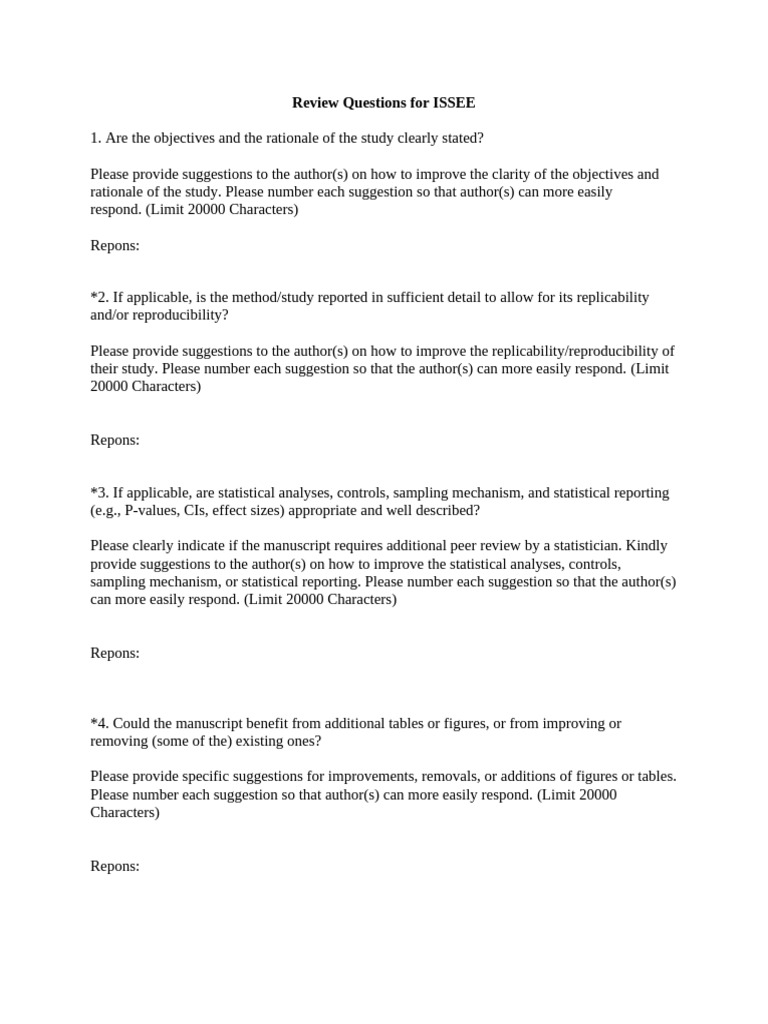 ISSEE Review Questions and Suggestions | PDF | Statistics | Evaluation ...