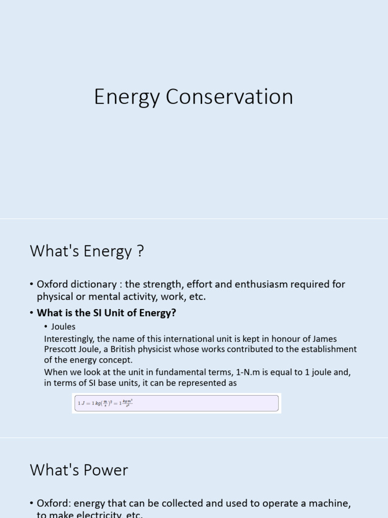 Understanding Energy and Power Dynamics | PDF | Energy Conservation ...