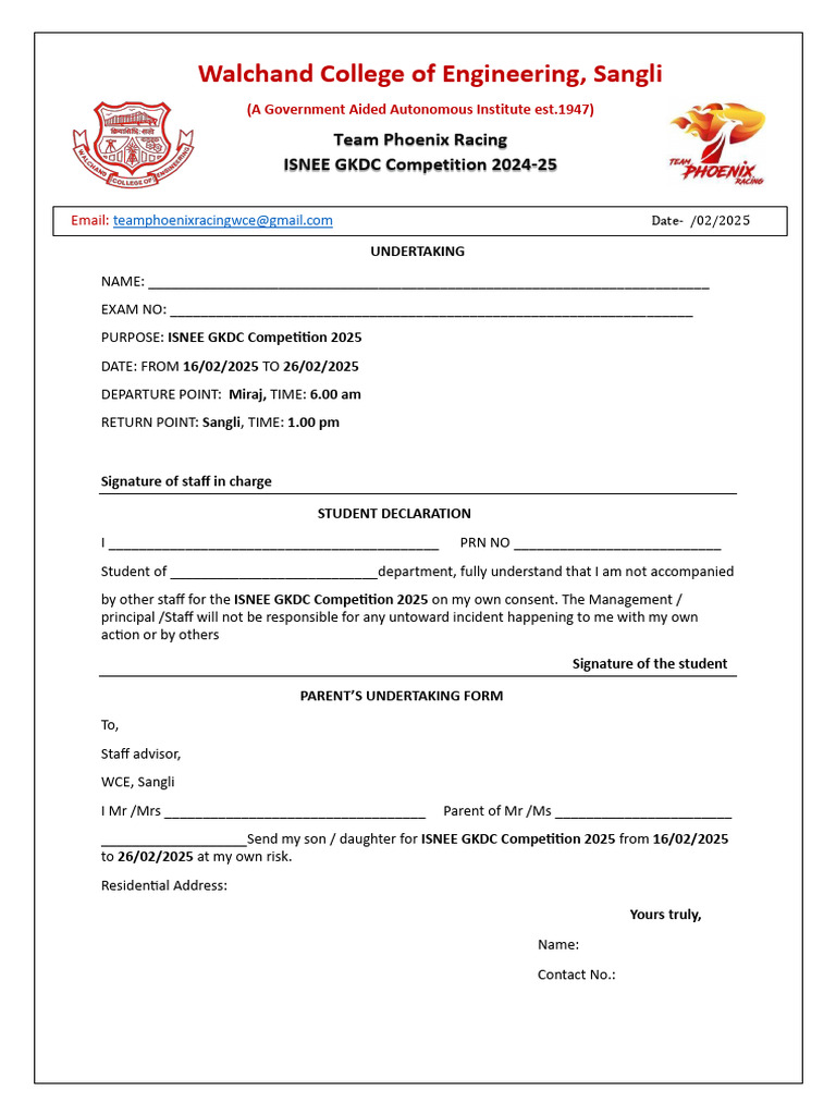 ISNEE GKDC Competition 2025 Undertaking | PDF