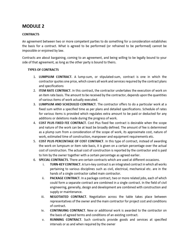 Types and Conditions of Construction Contracts | PDF | Business Law ...