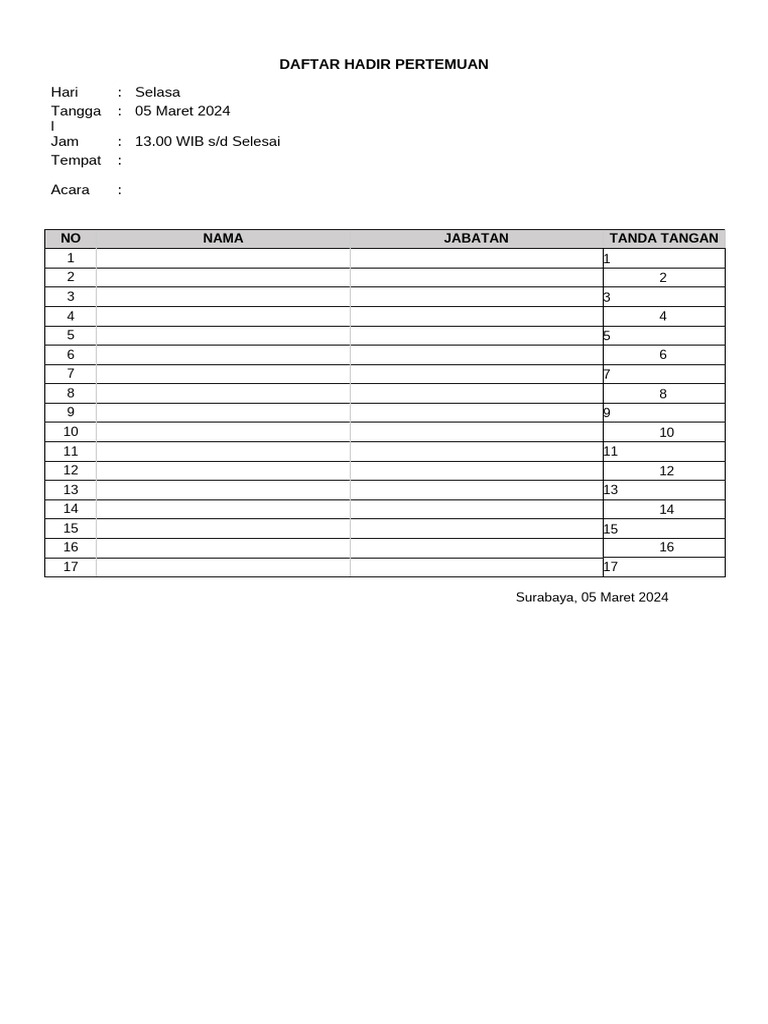 Daftar Hadir | PDF