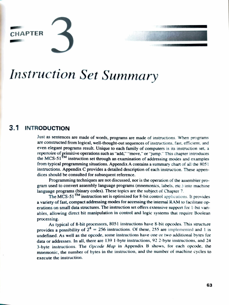 8051 Instruction set | PDF
