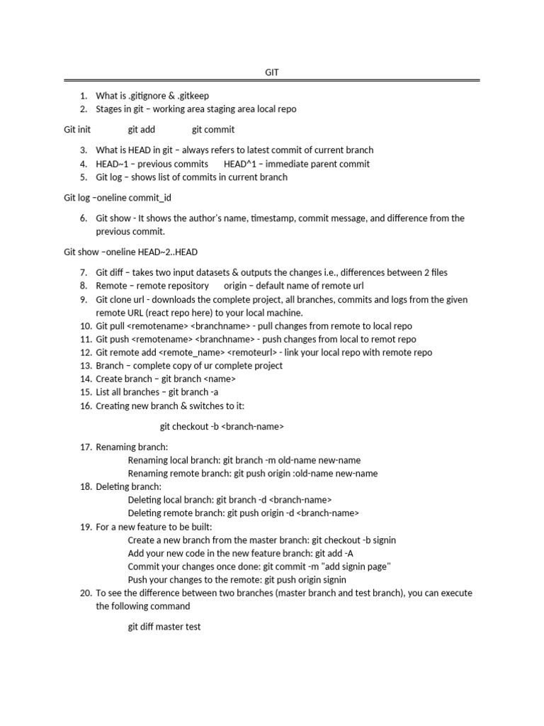 GIT Questions | PDF | System Software | Software Development