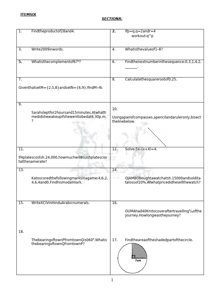 MATHEMATICS P.7 ITEM 2023 | PDF | Communication | Mathematics