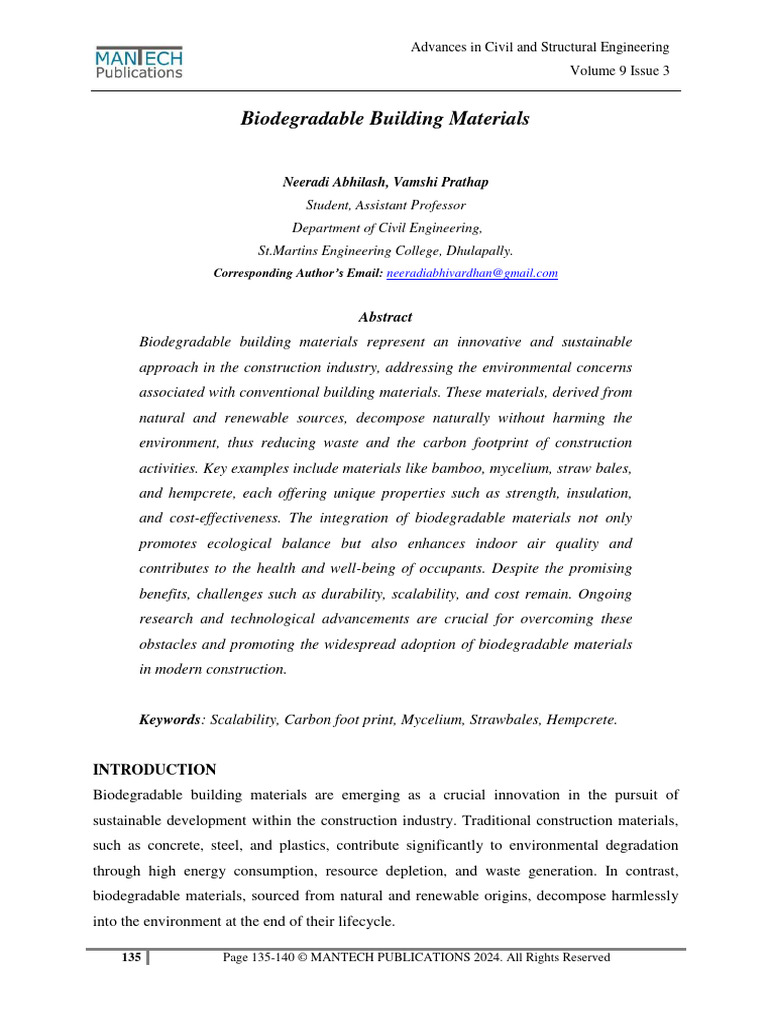Biodegradable Building Materials Overview | PDF | Biodegradation ...
