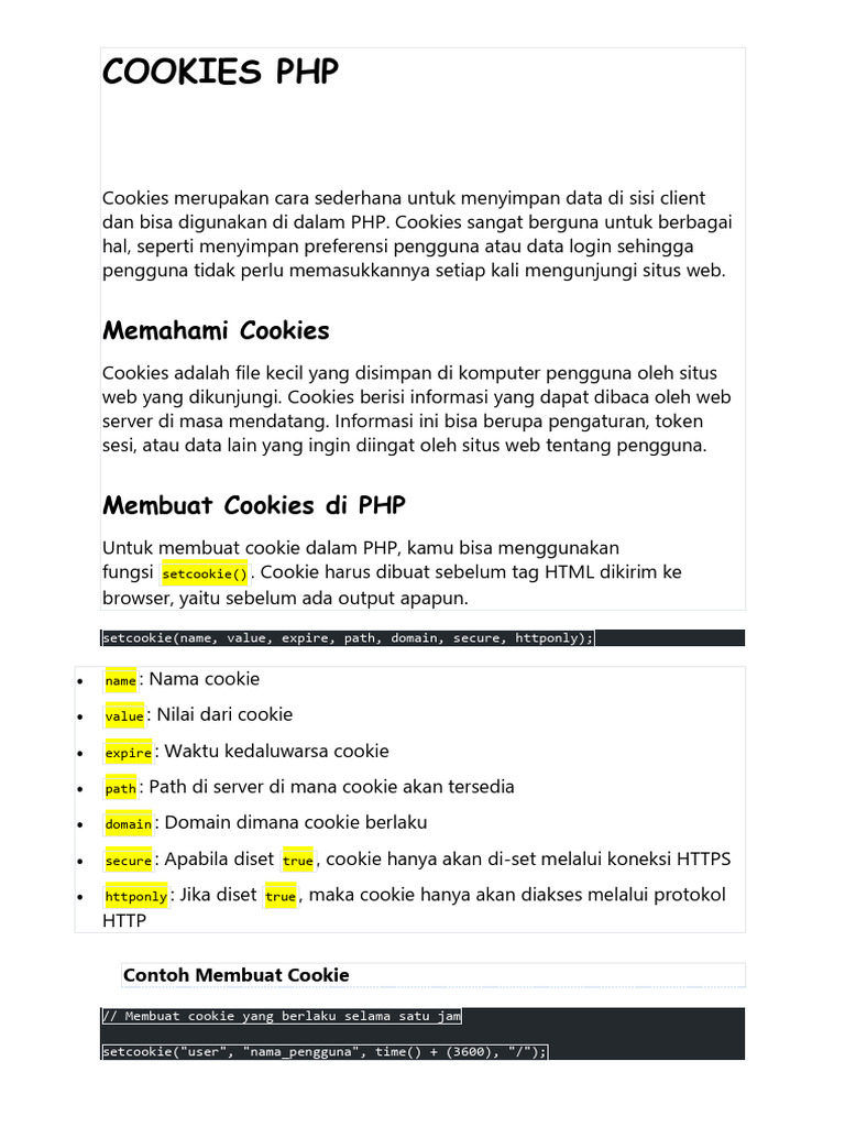 Penggunaan Cookies dalam PHP | PDF