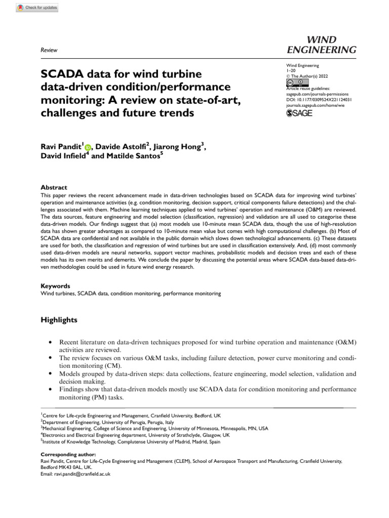 SCADA Data For Wind Turbine Data-Driven Condition/performance ...