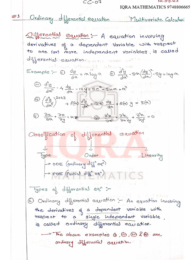 ODE Piller 1 IQRA MATHS Notes - PDF (1) - Watermark - Watermark | PDF