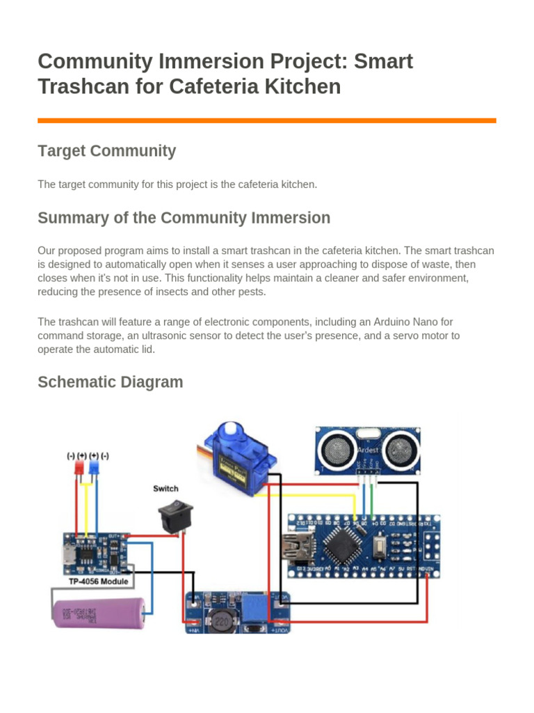 Smart Trashcan Project for Cafeteria | PDF